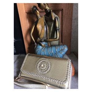 Gold Metallic Clutch Wallet